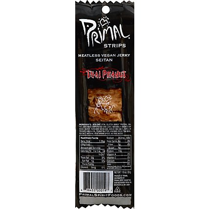 Primal Strips Vegan Jerky Meatless Seitan Thai Peanut - 1 Oz - Image 2