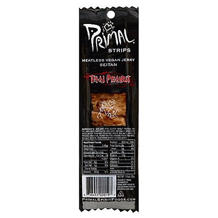Primal Strips Vegan Jerky Meatless Seitan Thai Peanut - 1 Oz - Image 1