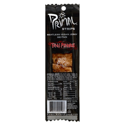 Primal Strips Vegan Jerky Meatless Seitan Thai Peanut - 1 Oz