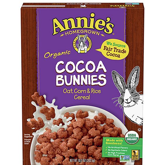 Annies Homegrown Cereal Organic Cocoa Bunnies - 10 Oz