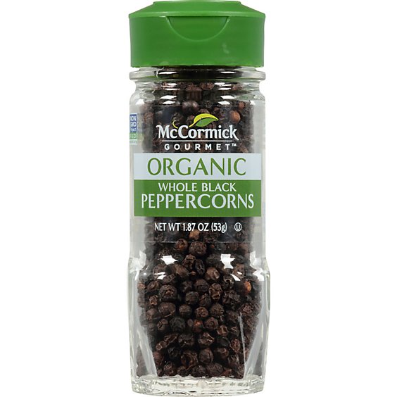 McCormick Gourmet Organic Whole Black Peppercorns - 1.87 Oz