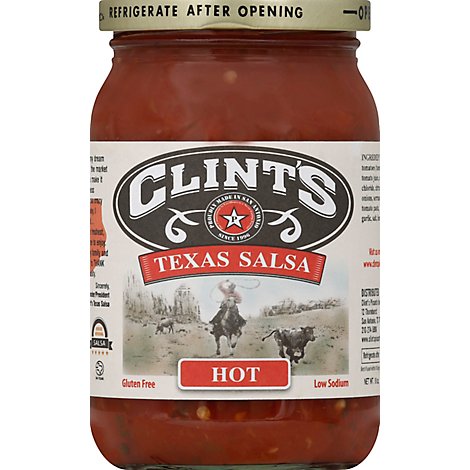 Clints Salsa Texas Hot Jar - 16 Oz