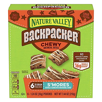 Nature Valley Backpacker Oatmeal Bites Chewy Smores - 6-1.24 Oz - Image 1