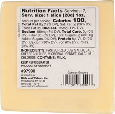 Dietz & Watson Originals German Gruyere Cheese Block 7 Oz - Image 6