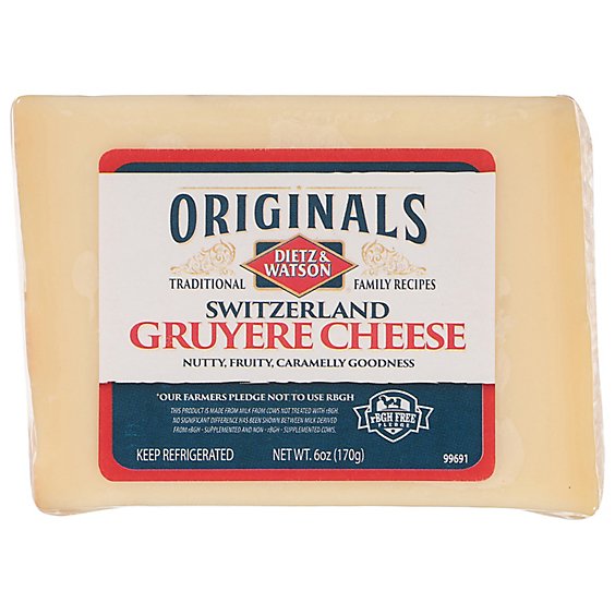 Dietz & Watson Originals Switzerland Gruyere Cheese Block 6 Oz