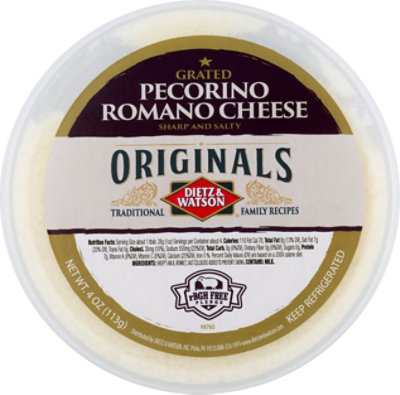 Dietz & Watson Originals Grated Pecorino Romano Cheese Cup 4 Oz