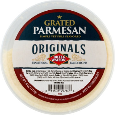 D&W Originals Cheese Parmesan Grated Cup - 4 Oz