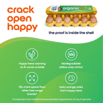Happy Eggs Free Range Organic - 12 Count - Image 6
