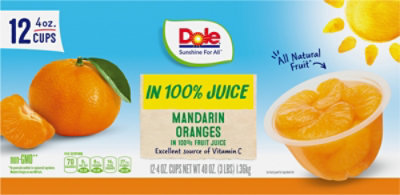 Dole Mandarin Oranges in 100% Fruit Juice Cups - 12-4 Oz - Image 2