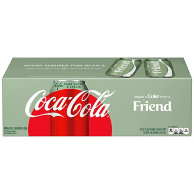 Coca-Cola Soda Pop Life Cola Diet Cane Sugar & Stevia - 12-12 Fl. Oz. - Image 2
