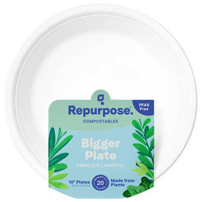 Repurpose Heavy Duty Compostable Plates 10 Inch - 20 Count - Image 1