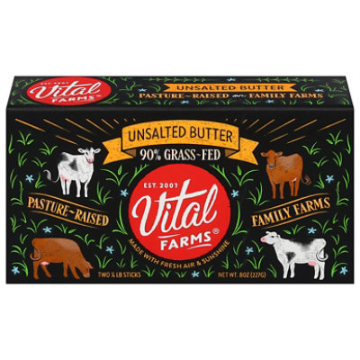 Vital Farms Grass Fed Unsalted Butter - 8  Oz