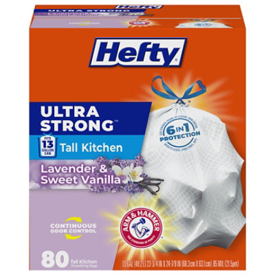 Hefty Trash Bags Drawstring Ultra Strong Tall 13 Gallon Lavender & Sweet Vanilla - 80 Count - Image 4
