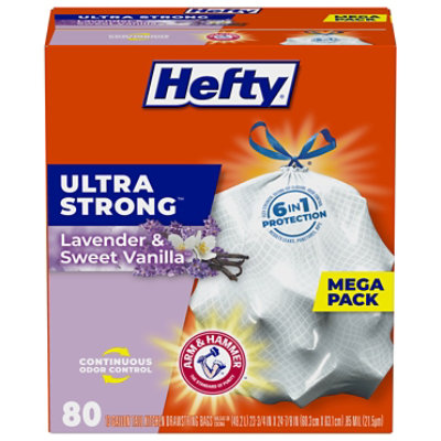 Hefty Trash Bags Drawstring Ultra Strong Tall 13 Gallon Lavender & Sweet Vanilla - 80 Count - Image 2