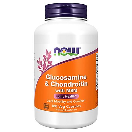 NOW Capsules Glucosamine & Chondroitin with MSM - 180 Count - Image 2