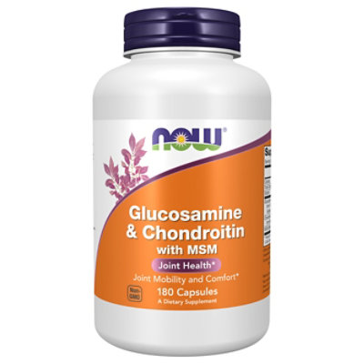 NOW Capsules Glucosamine & Chondroitin with MSM - 180 Count - Image 1
