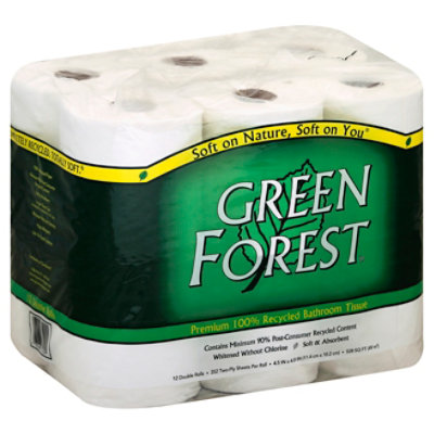 Green Forest Bathroom Tissue Double Roll 2-Ply Recycled - 12 Roll - Image 1