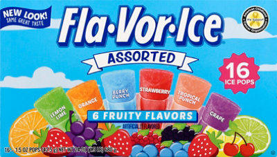 Fla-Vor-Ice Freeze & Serve Pops 6 Fruity Flavors Pops - 16-1.5 Oz - Image 2