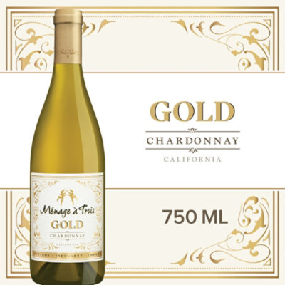 Menage a Trois Gold Chardonnay White Wine Bottle - 750 Ml - Image 1