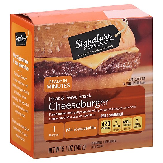 Signature SELECT Heat & Serve Snack Cheeseburger Frozen - 5.1 Oz
