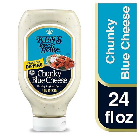 Kens Steak House Dressing Topping & Spread Blue Cheese Chunky Squeeze Bottle - 24 Fl. Oz.