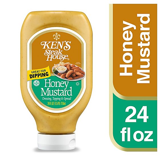 Kens Steak House Dressing Topping & Spread Honey Mustard Squeeze Bottle - 24 Fl. Oz.