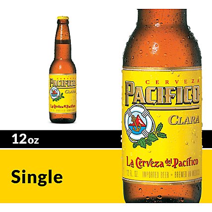 Pacifico Clara Mexican Lager Beer Bottle 4.4% ABV - 12 Fl. Oz. - Image 1