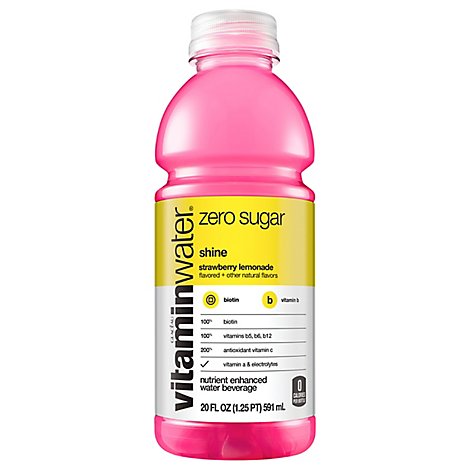vitaminwater Zero Water Beverage Nutrient Enhanced Shine Strawberry Lemonade - 20 Fl. Oz.