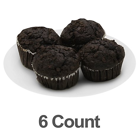 Fresh Baked Double Chocolate Muffins - 6 Count