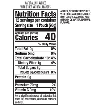 Motts Applesauce Strawberry No Sugar Added Clear Pouches - 12-3.2 Oz - Image 4