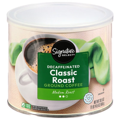 Signature SELECT Coffee Ground Medium Dark Roast Classic Roast Decaffeinated - 30.5 Oz
