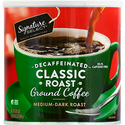 Signature SELECT Coffee Ground Medium Dark Roast Classic Roast Decaffeinated - 30.5 Oz - Image 2