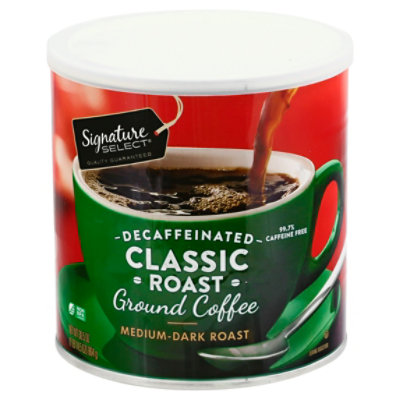 Signature SELECT Coffee Ground Medium Dark Roast Classic Roast Decaffeinated - 30.5 Oz