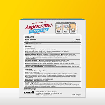 Aspercreme Lidocaine Patch Max Strength 4% - 5 Count - Image 2