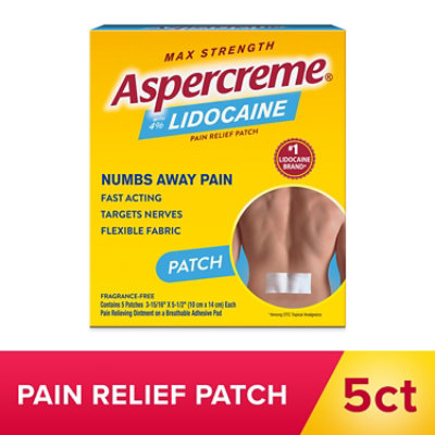 Aspercreme Lidocaine Patch Max Strength 4% - 5 Count - Image 1