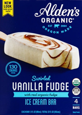 Alden's Organic Vanilla Fudge Ice Cream Bars - 4 Count - Image 2