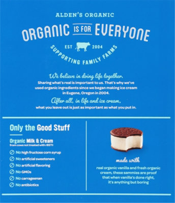 Alden's Organic Vanilla Bean Ice Cream Sandwich - 4 Count - Image 6