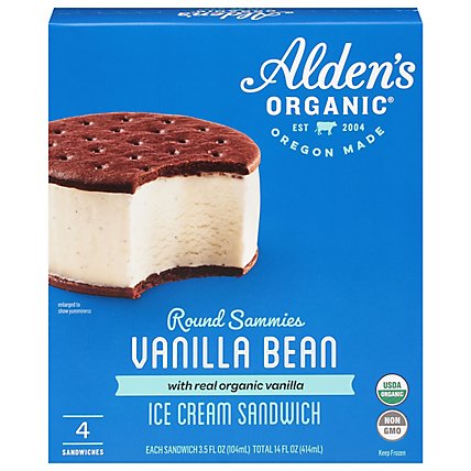 Alden's Organic Vanilla Bean Ice Cream Sandwich - 4 Count - Image 1