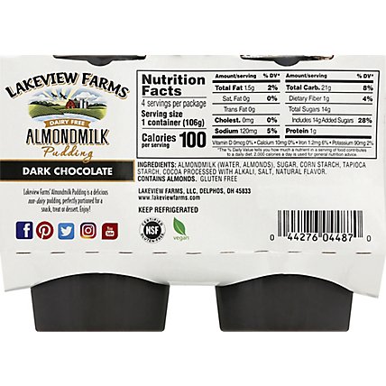 Lakeview Almondmilk Dark Chocolate Pudding - 4-3.75 Oz - Image 6
