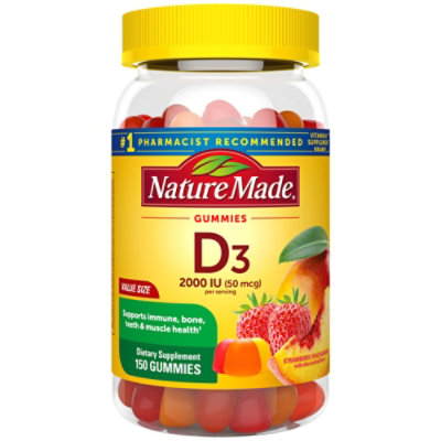 Nature Made Dietary Supplement Adult Gummies Vitamin D3 Assorted - 150 Count - Image 1