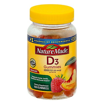 Nature Made Dietary Supplement Adult Gummies Vitamin D3 Assorted - 150 Count - Image 1