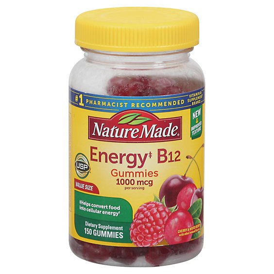 Nature Made Adult Gummies Energy B12 1000 Mcg Per Serving Cherry & Mixed Berries - 150 Count