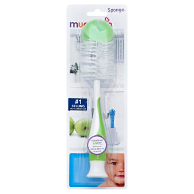 3-in-1 Bottle Cleaning Brush: Sponge, Silicone Bristles, and Nylon Bri