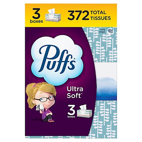Puffs Tissue Facial Ultra Soft Non Lotion 2 Ply - 3-124 Count
