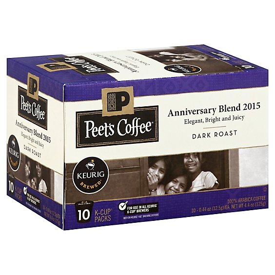 Peets Coffee Coffee K-Cup Packs Dark Roast Anniversary Blend - 10-0.44 Oz