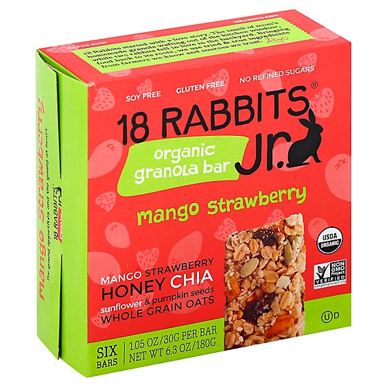 18 Rabbits Jr Granola Bar Organic Mango Strawberry - 6-1.05 Oz
