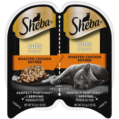  Sheba Perfect Portions Cat Food Premium Cuts In Gravy Roasted Chicken Entree Tray - 2-1.3 Oz 