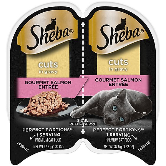 Sheba Perfect Portions Cuts In Gravy Gourmet Salmon Entree Wet Cat Food In Twin Pack Tray - 2.6 Oz