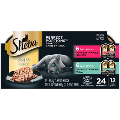 Sheba Perfect Portions Salmon and Tuna Adult Wet Cat Food Cuts in Gravy Variety Pack 12-2.6 Oz - Image 1