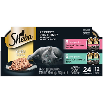  Sheba Perfect Portions Cat Food Premium Cuts In Gravy Salmon/Tuna Entree Multipack - 24-1.32 Oz 
